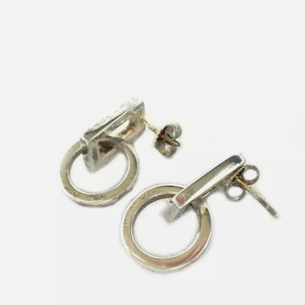 GUCCI ROUND SQUARE SILVER 925 PIERC EARRINGS D1649 - Picture 2 of 6